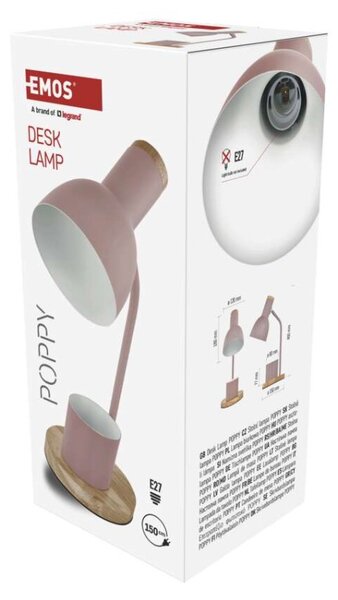 EMOS Stolní lampa POPPY na žárovku E27, růžová 1538201100