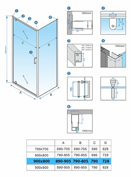 BPS-koupelny Obdélníkový sprchový kout KZ05A WH 90x80 bílá/transparent - bez vaničky