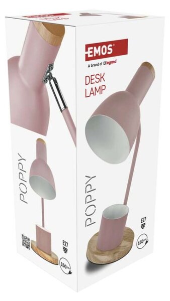 EMOS Stolní lampa POPPY na žárovku E27, růžová 1538201100