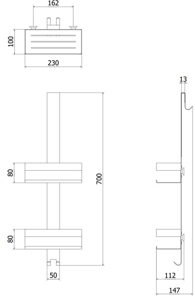 Mexen Brin-2, závěsný koupelnový košík, černá matná, 70A8842-70