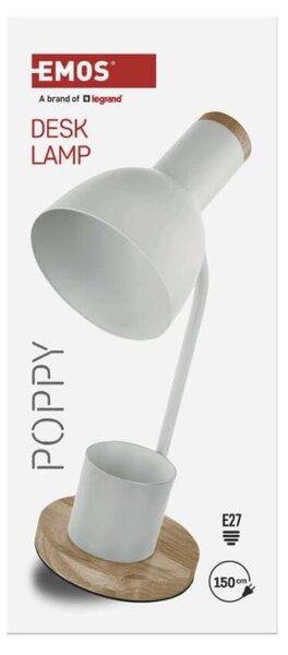 EMOS Stolní lampa POPPY na žárovku E27, bílá 1538201000