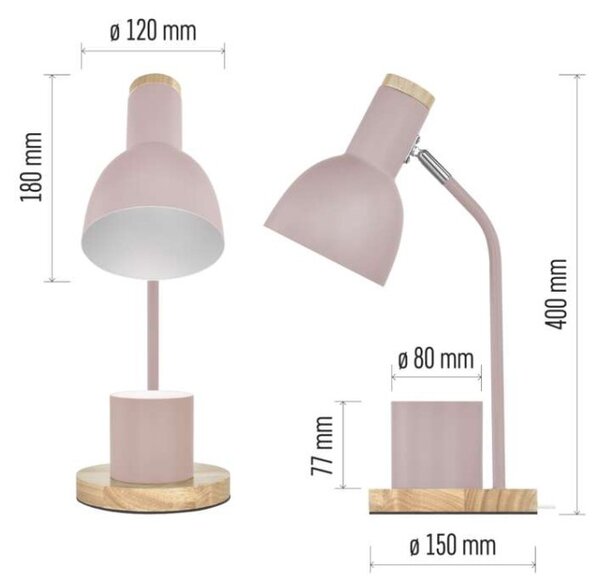 EMOS Stolní lampa POPPY na žárovku E27, růžová 1538201100