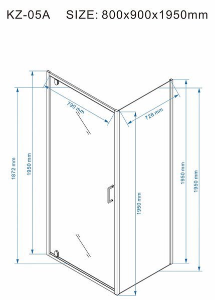 BPS-koupelny Obdélníkový sprchový kout KZ05A WH 90x80 bílá/transparent - bez vaničky