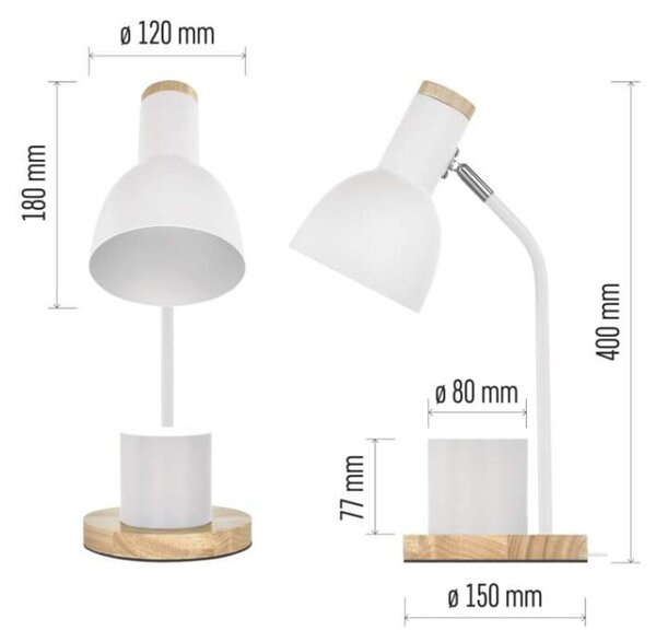 EMOS Stolní lampa POPPY na žárovku E27, bílá 1538201000