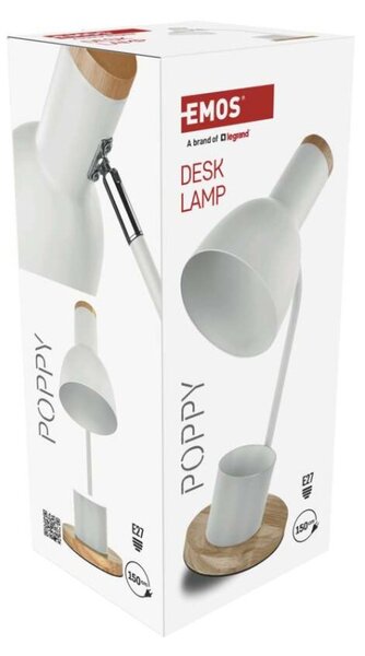 EMOS Stolní lampa POPPY na žárovku E27, bílá 1538201000