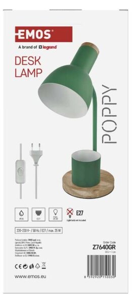EMOS Stolní lampa POPPY na žárovku E27, zelená 1538201200