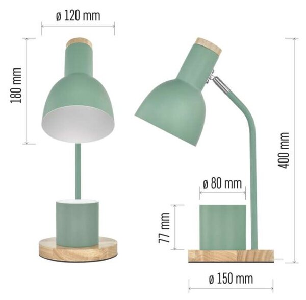 EMOS Stolní lampa POPPY na žárovku E27, zelená 1538201200