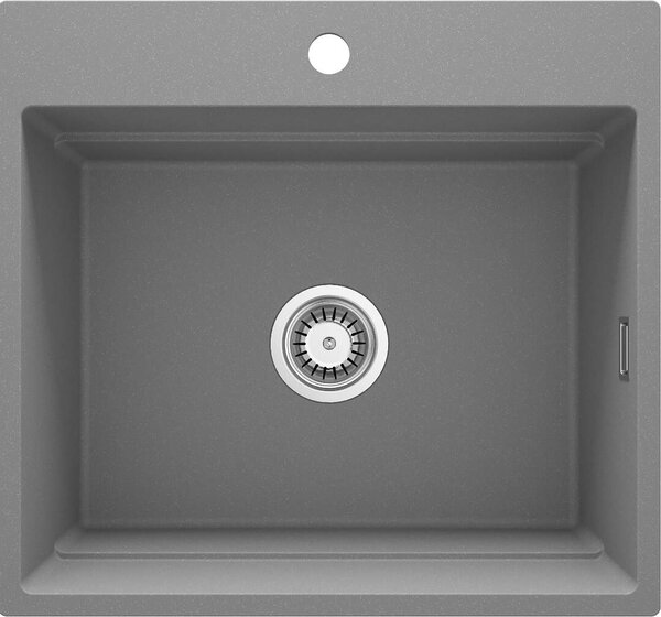 Deante Magnetic, 1-komorový granitový dřez 560x520x220mm, šedá metalíza, DEA-ZRM_S10A