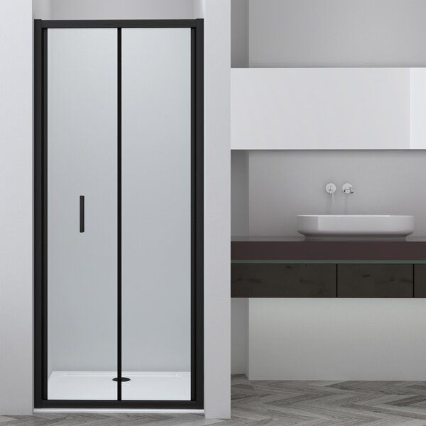 Novoterm Zalamovací sprchové dveře NV-Solid DH BL 80, černá/transparent - bez vaničky