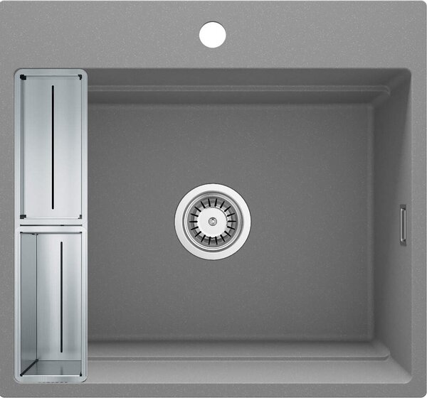 Deante Magnetic, 1-komorový granitový dřez 560x520x220mm, šedá metalíza, DEA-ZRM_S10A