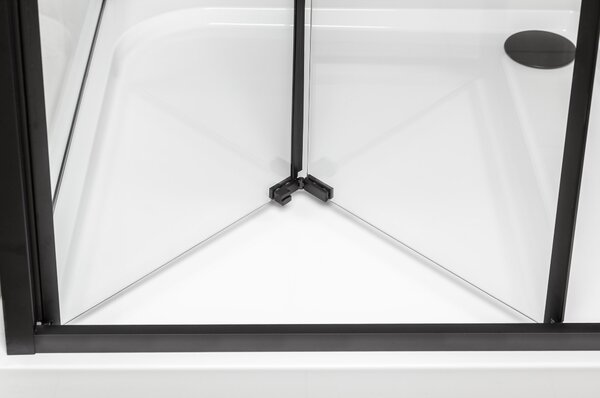 Novoterm Zalamovací sprchové dveře NV-Solid DH BL 80, černá/transparent - bez vaničky