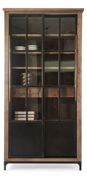 Prosklená vitrína Rivièra Maison Hoxton 214 cm, černá/ přírodní
