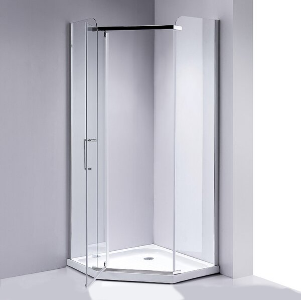 BPS-koupelny Pětiúhelníkový sprchový kout HYD-PK91A 80x80 chrom/transparent + vanička HYD-PSV-ST07A bílá