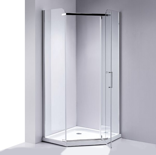 BPS-koupelny Pětiúhelníkový sprchový kout HYD-PK91A 80x80 chrom/transparent + vanička HYD-PSV-ST07A bílá