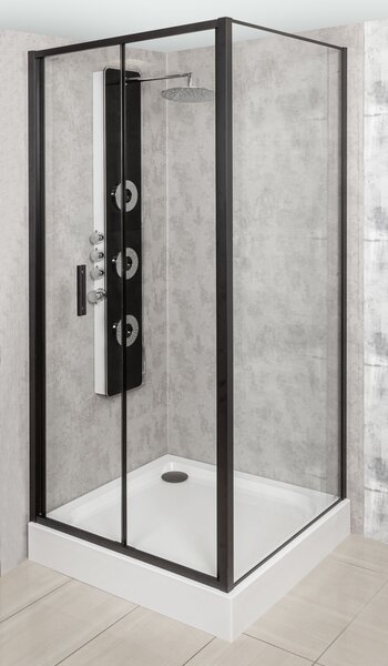 Novoterm Zalamovací sprchové dveře NV-Solid DH BL 80, černá/transparent - bez vaničky