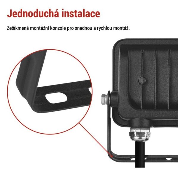 EMOS LED reflektor GLARO 10W, černý, IP65, 1000 lm, neutrální bílá 1531221400