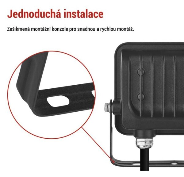 EMOS LED reflektor GLARO 20W, černý, IP65, 2000 lm, neutrální bílá 1531222400