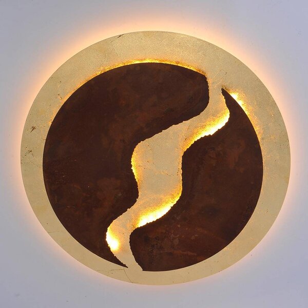 Paul Neuhaus Stropní světlo Nevis, kulaté, 50 cm, hnědo-zlaté, stmívatelný, Hnědá / rez, Obývací pokoj / jídelna, kov, Moderní