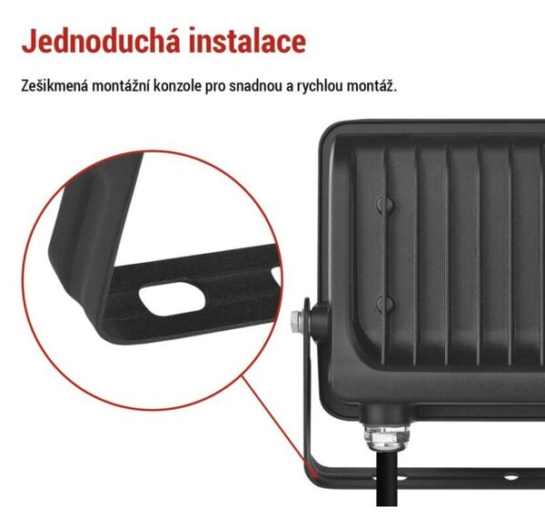 EMOS LED reflektor GLARO 30W, černý, IP65, 3000 lm, neutrální bílá 1531223400