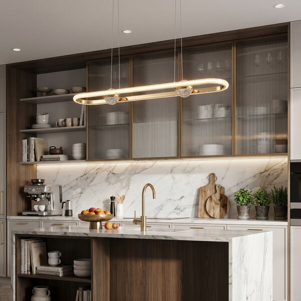 Toolight Toolight, LED závěsné svítidlo 98cm, 120W, 4000K, 5000lm, G159-CP, zlatá lesklá, OSW-06411