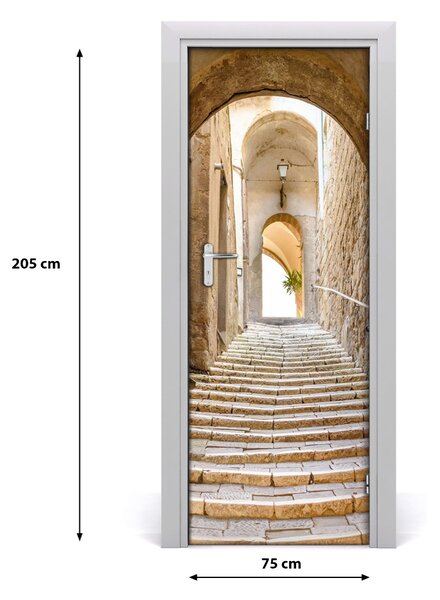 Fototapeta samolepící na dveře úzké uličky 75x205 cm