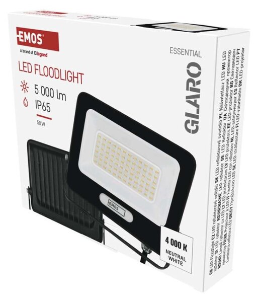 EMOS LED reflektor GLARO 50W, černý, IP65, 5000 lm, neutrální bílá 1531224400