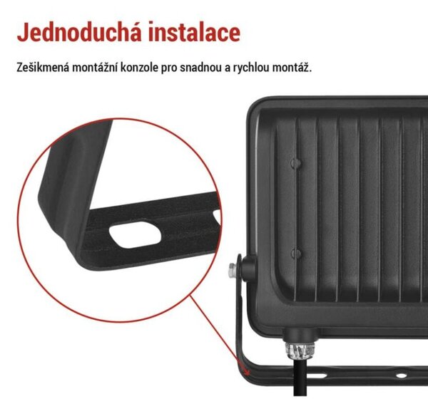 EMOS LED reflektor GLARO 50W, černý, IP65, 5000 lm, neutrální bílá 1531224400