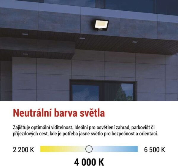 EMOS LED reflektor GLARO 100W, černý, IP65, 10000 lm, neutrální bílá 1531225400