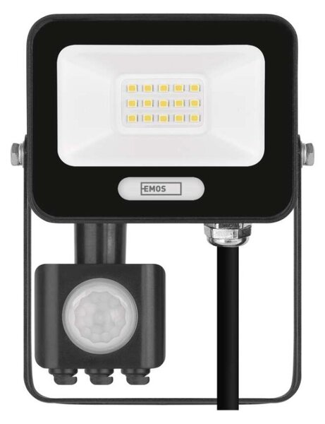 EMOS LED reflektor GLARO s pohybovým čidlem, 10 W, černý, IP54, 1000 lm, neutrální bílá 1531231400