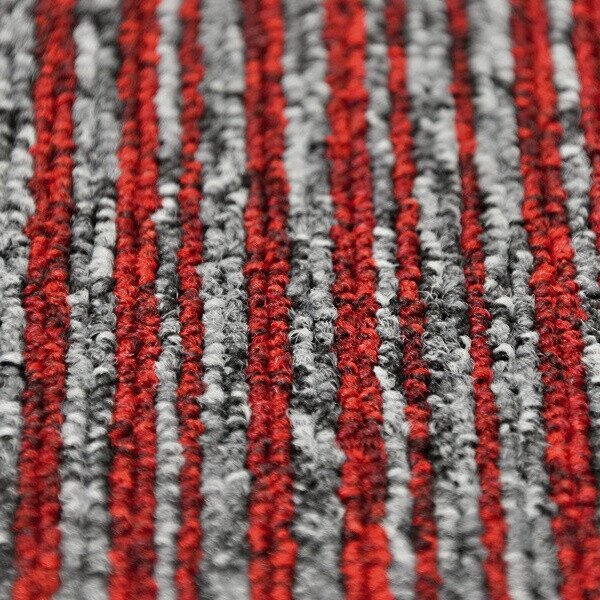 Tapibel, Kobercový čtverec Coral Lines 60380-50 červeno-šedý 50 x 50 cm, chodba / předsíň