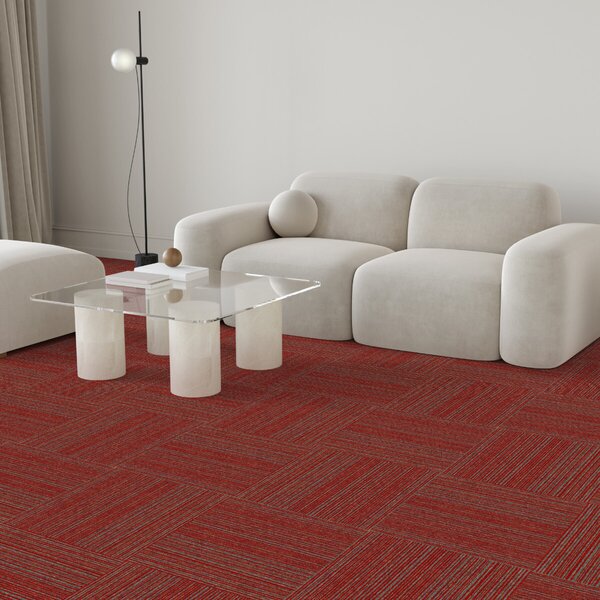 Tapibel, Kobercový čtverec Coral Lines 60380-50 červeno-šedý 50 x 50 cm, chodba / předsíň