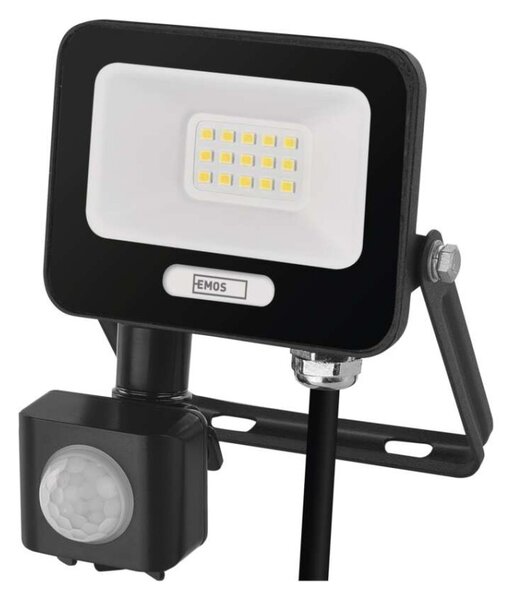 EMOS LED reflektor GLARO s pohybovým čidlem, 10 W, černý, IP54, 1000 lm, neutrální bílá 1531231400