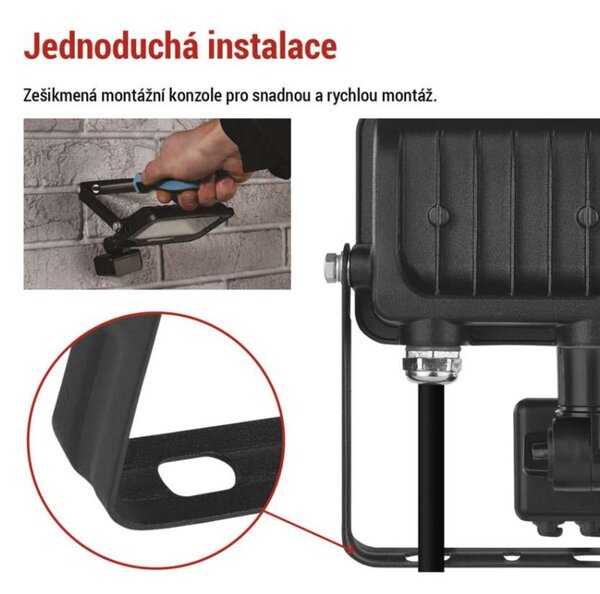 EMOS LED reflektor GLARO s pohybovým čidlem, 10 W, černý, IP54, 1000 lm, neutrální bílá 1531231400