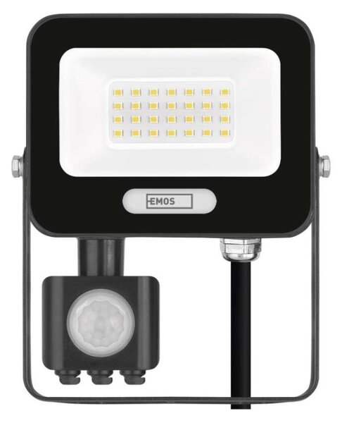 EMOS LED reflektor GLARO s pohybovým čidlem, 50 W, černý, IP54, 2000 lm, neutrální bílá 1531232400