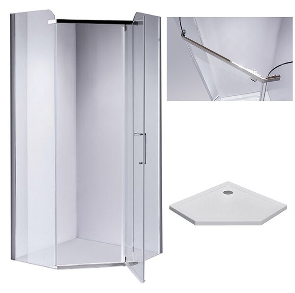 BPS-koupelny Pětiúhelníkový sprchový kout HYD-PK91B 90x90 chrom/transparent + vanička HYD-PSV-ST07B bílá