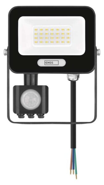 EMOS LED reflektor GLARO s pohybovým čidlem, 50 W, černý, IP54, 2000 lm, neutrální bílá 1531232400