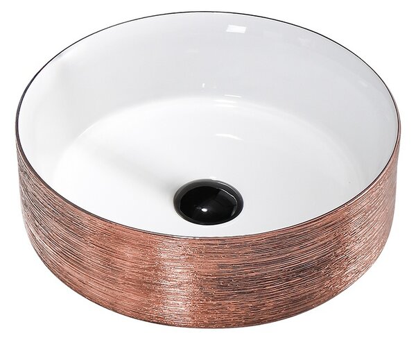 BPS-koupelny Keramické umyvadlo na desku HYD-LA-P-GL-360 36x36 cm, bílé/růžové zlato