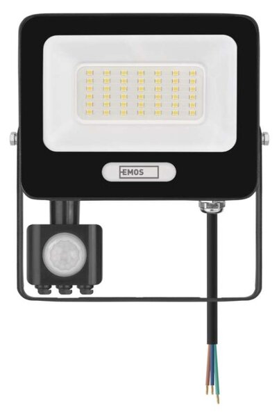 EMOS LED reflektor GLARO s pohybovým čidlem, 30 W, černý, IP54, 3000 lm, neutrální bílá 1531233400