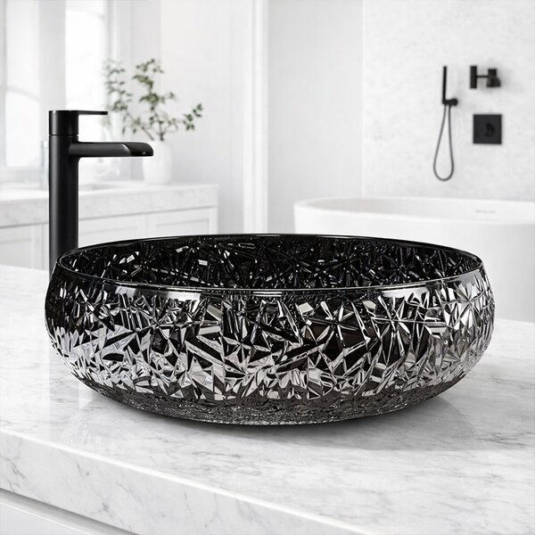 BPS-koupelny Skleněné umyvadlo na desku HYD-BRT4-BL-410 41x12 cm, černé lesk
