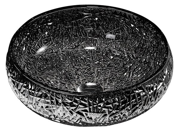 BPS-koupelny Skleněné umyvadlo na desku HYD-BRT4-BL-410 41x12 cm, černé lesk