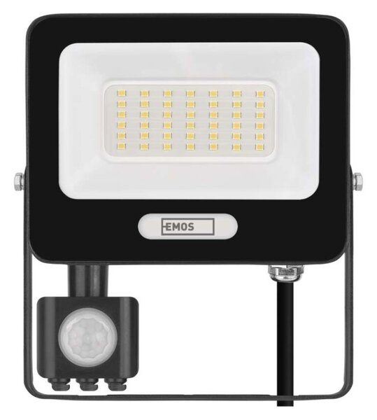 EMOS LED reflektor GLARO s pohybovým čidlem, 30 W, černý, IP54, 3000 lm, neutrální bílá 1531233400
