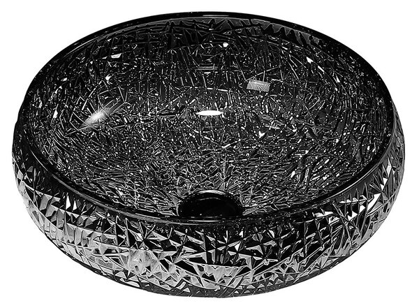 BPS-koupelny Skleněné umyvadlo na desku HYD-BRT4-BL-410 41x12 cm, černé lesk