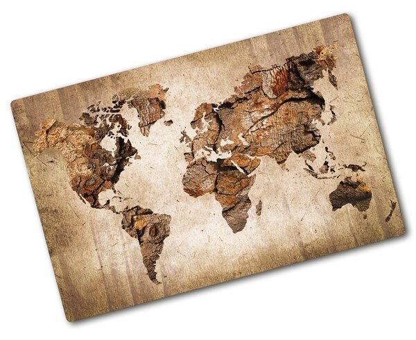 Kuchyňská deska skleněná Mapa světa dřevo pl-ko-80x52-f-54299109
