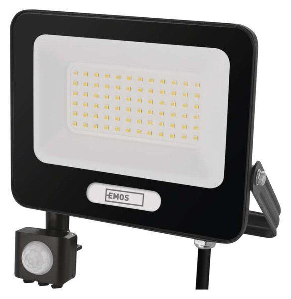 EMOS LED reflektor GLARO s pohybovým čidlem, 50 W, černý, IP54, 5000 lm, neutrální bílá 1531234400