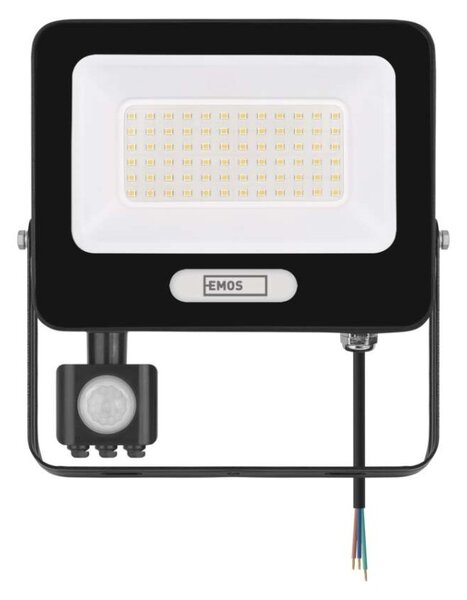 EMOS LED reflektor GLARO s pohybovým čidlem, 50 W, černý, IP54, 5000 lm, neutrální bílá 1531234400