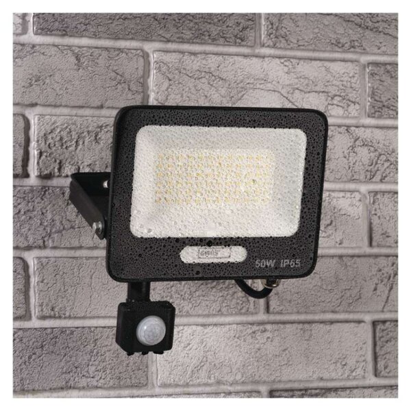 EMOS LED reflektor GLARO s pohybovým čidlem, 50 W, černý, IP54, 5000 lm, neutrální bílá 1531234400