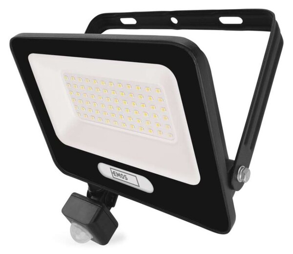 EMOS LED reflektor GLARO s pohybovým čidlem, 50 W, černý, IP54, 5000 lm, neutrální bílá 1531234400