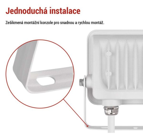 EMOS LED reflektor GLARO 20W, bílý, IP65, 2000 lm, neutrální bílá 1531222401