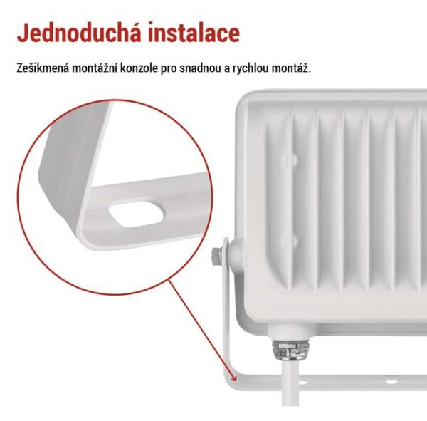 EMOS LED reflektor GLARO 30W, bílý, IP65, 3000 lm, neutrální bílá 1531223401