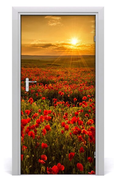 Fototapeta na dveře krajina pole máků 85x205 cm
